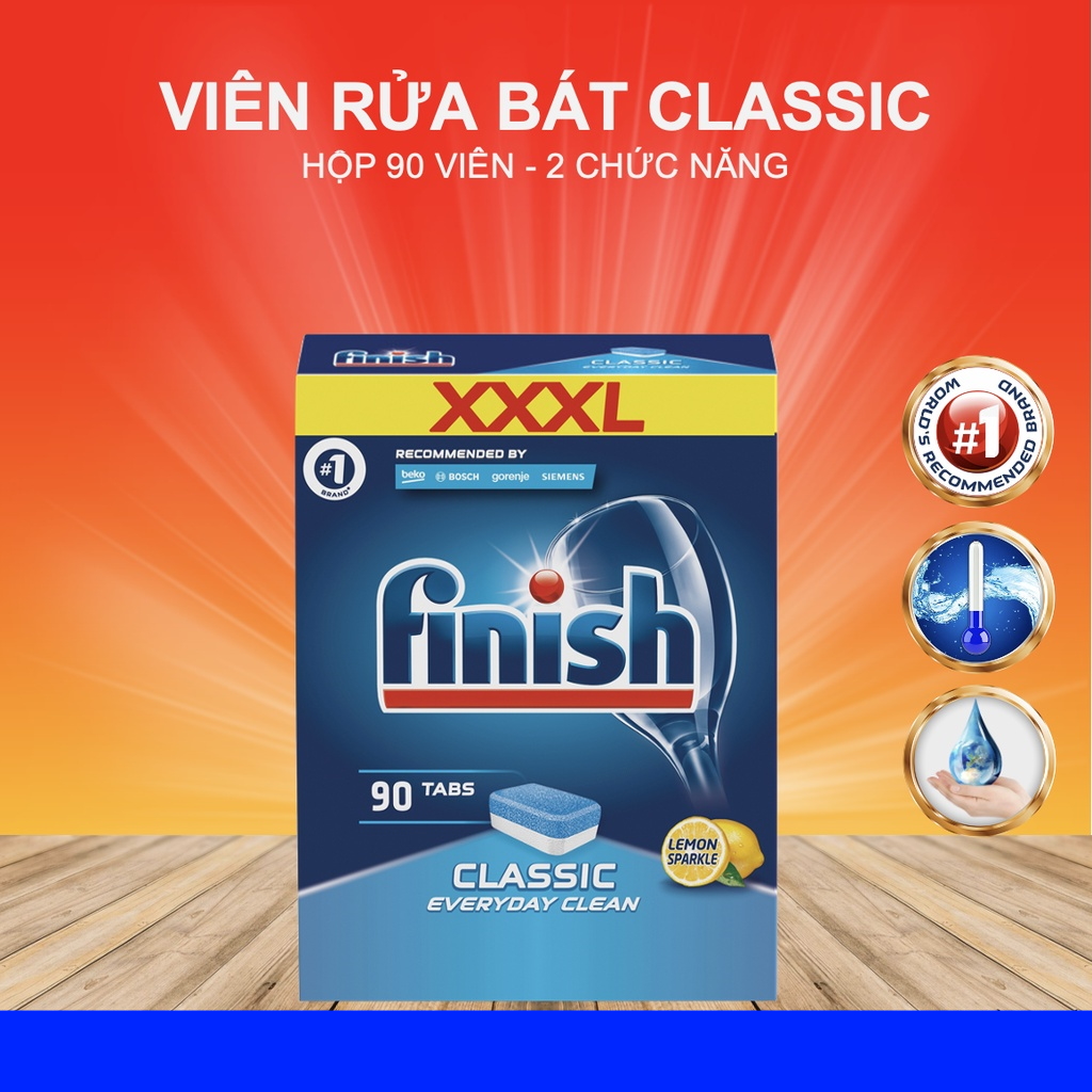 Hộp Finish 100 viên dùng cho máy rửa bát chén ( NK Đức )