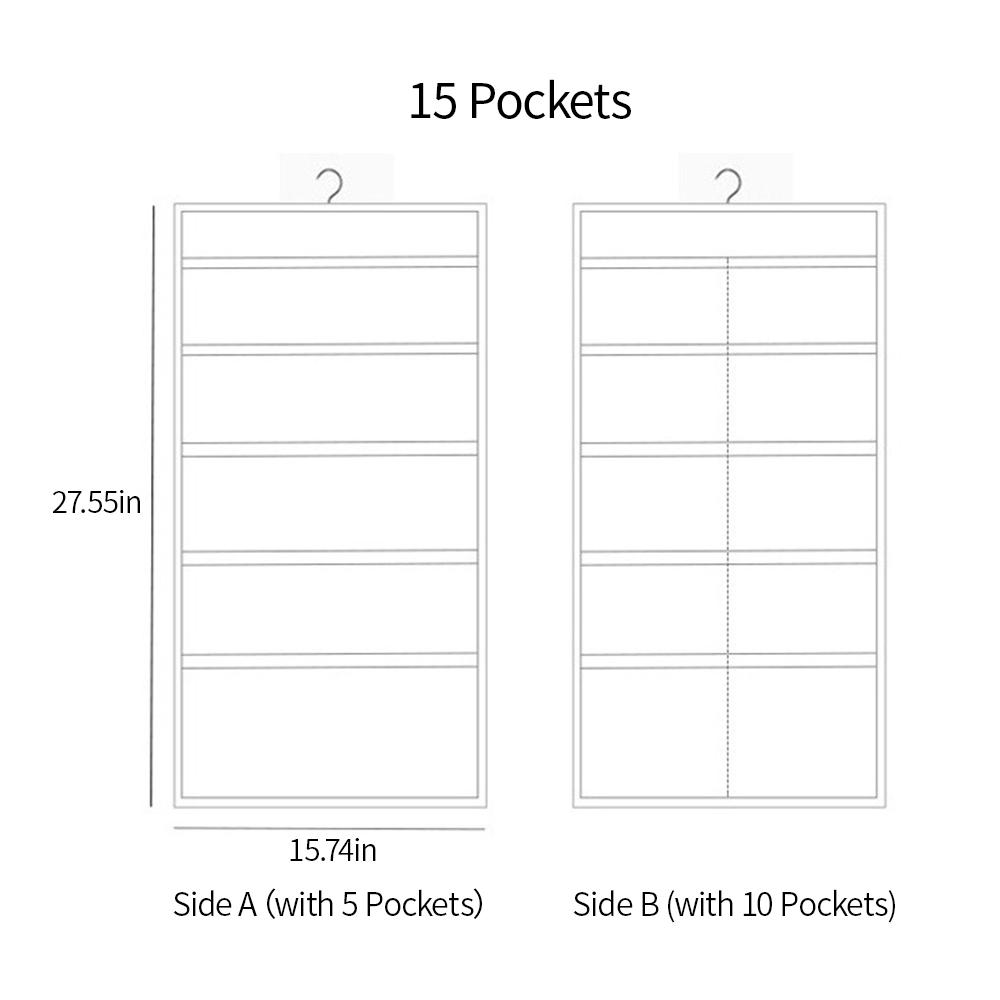 Tủ lưới treo tường hai mặt, thiết kế 15 túi, Móc treo bằng kim loại có thể xoay 360,bằng vải Oxford
