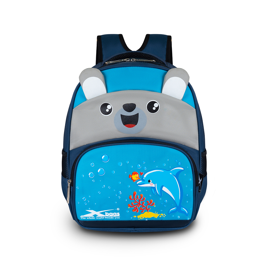 Balo mầm non chống nước cao cấp Xbags Dolphin xanh – Balo học sinh đáng yêu, nhiều ngăn tiện lợi, bền đẹp cho bé XB3020
