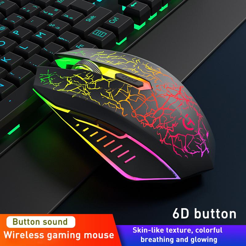 Chuột Game Không Dây 2.4G LED Hô Hấp Đèn Nền Chuột Sạc 6 Nút Chuột Không Dây Chuột Cho Máy Tính Laptop Chuột Văn Phòng