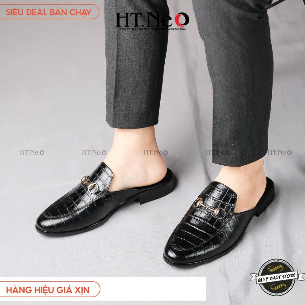Sục nam da Pu Pu - Giày sục nam đẹp HT.NEO Da Pu dập vân cùng đế phíp cực kì sang trọng và quý phái S002 03