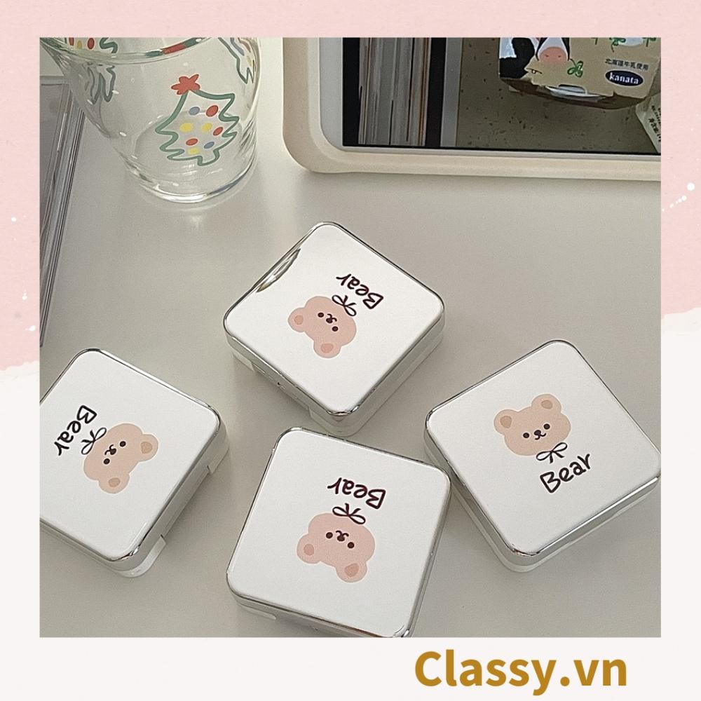 Hộp đựng kính áp tròng Classy hình con gấu, 1 khay đựng lens, có gương soi PK1298