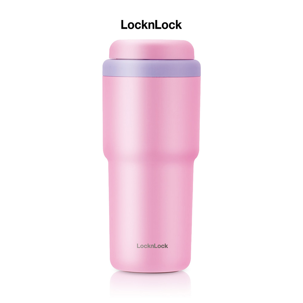 Bình Giữ Nhiệt Locknlock Daily Macaron Lhc3292 - Nắp Mở Một Chạm - Dung Tích 480Ml - Màu Hồng