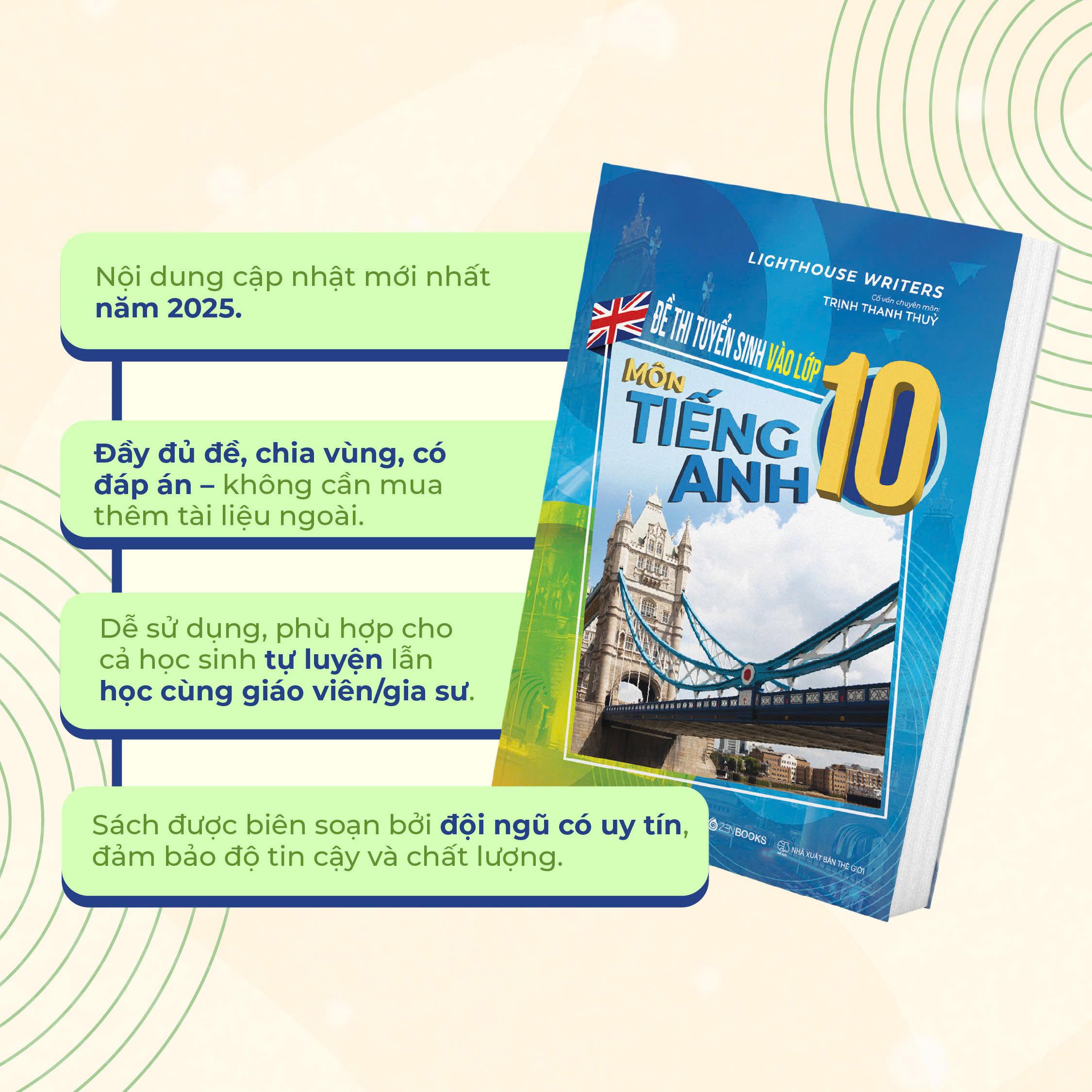 Sách - Đề Thi Tuyển Sinh Vào Lớp 10 - Môn Tiếng Anh
