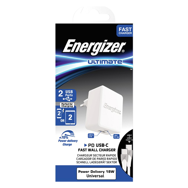 Bộ Adapter Sạc Energizer AC11PFEUUCC3 30W PD 18W Kèm Cáp USB - Hàng Chính Hãng