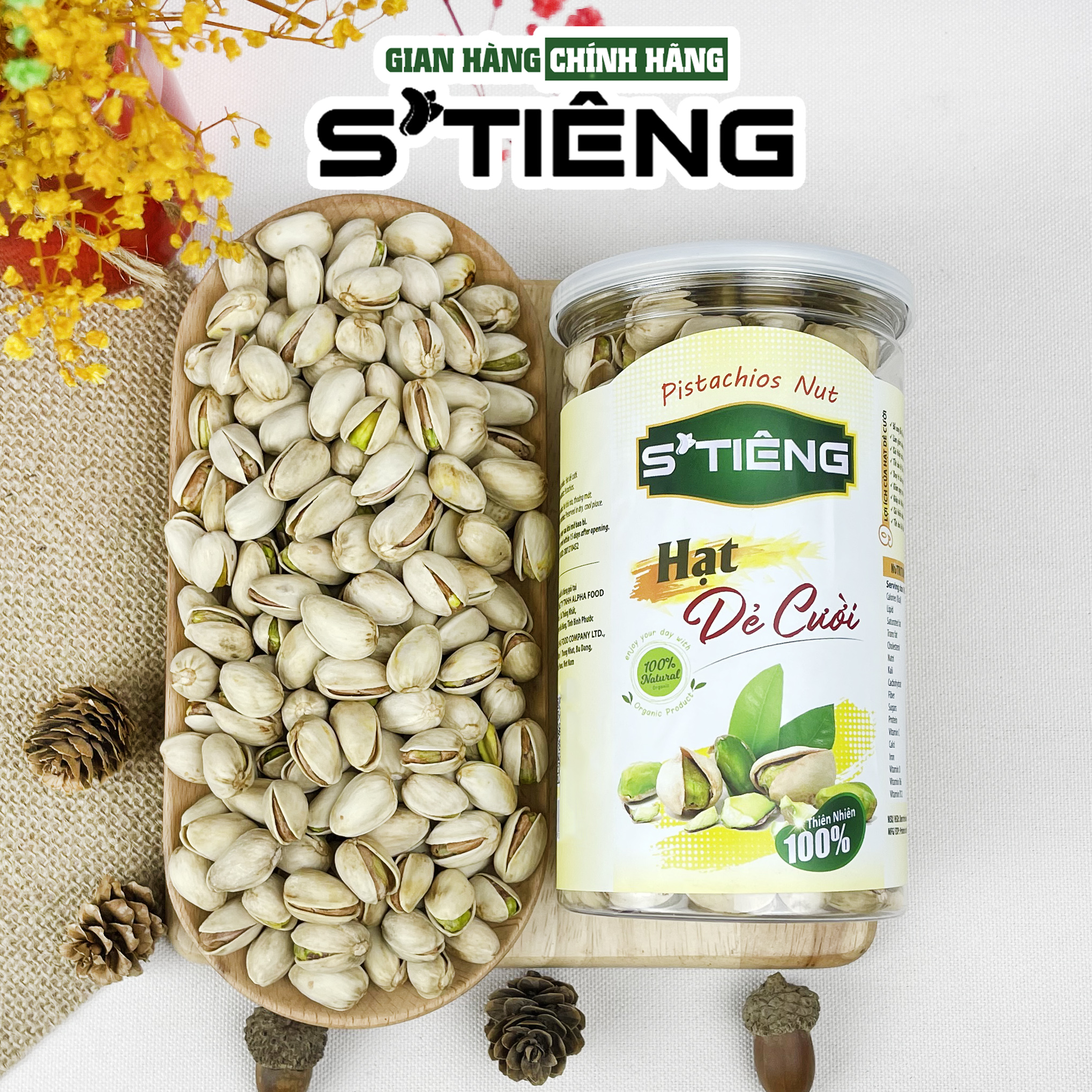 500Gr Hạt Dẻ Cười Mỹ Không Tẫy Trắng S'TIÊNG Hộp