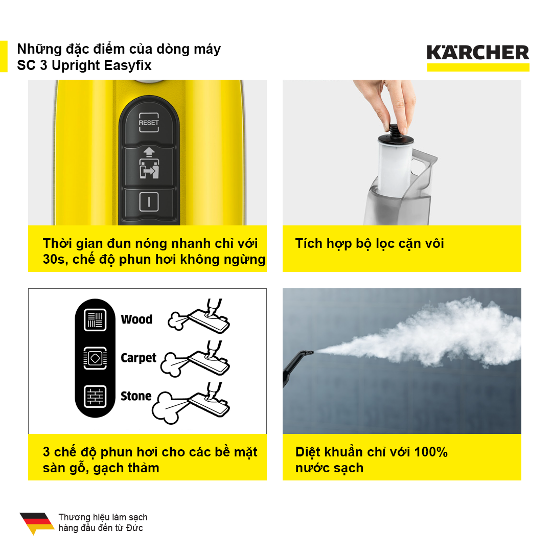 Máy làm sạch bằng hơi nước nóng Karcher SC 3 Upright EasyFix