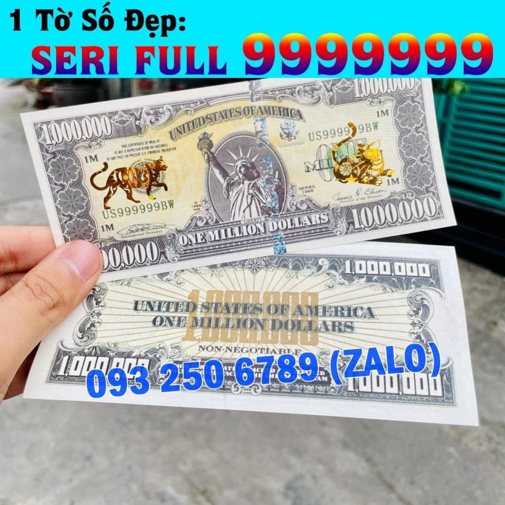 Tiền Seri Đẹp FULL 9999999 - Tiền Hình Con Mèo 1 Triệu USD lưu niệm mạ vàng Lì Xì Tết 2023