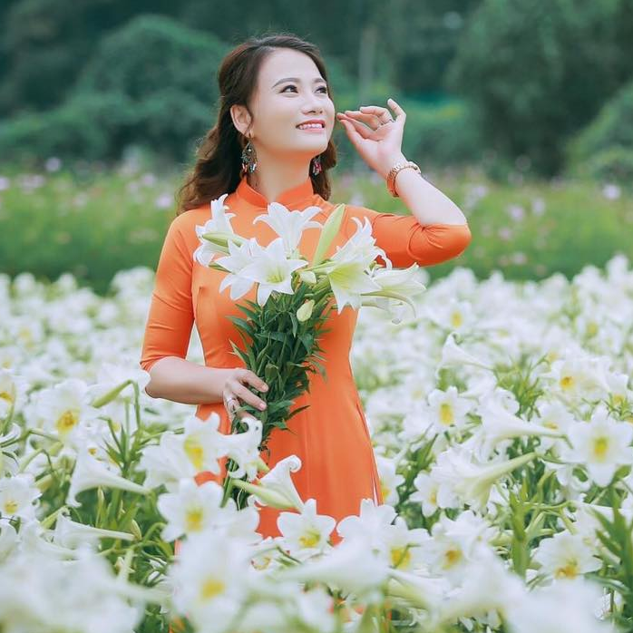 Áo Dài Truyền Thống Lụa Tô Châu Cao Cấp - Áo Cam , Áo Dài Mian
