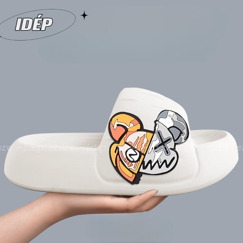 Dép Bánh mì béo unisex Gấu X Halloween đế độn 4cm nam nữ quai ngang EVA siêu nhẹ iDÉP- DL291