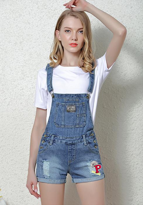 Quần Yếm Jean Nữ Wash Rách Thời Trang
