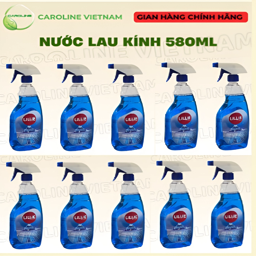{Combo 10 CHAI} Nước lau kính LILLIE by Caroline 580ml dùng cho xe ôtô, các loại cửa kính