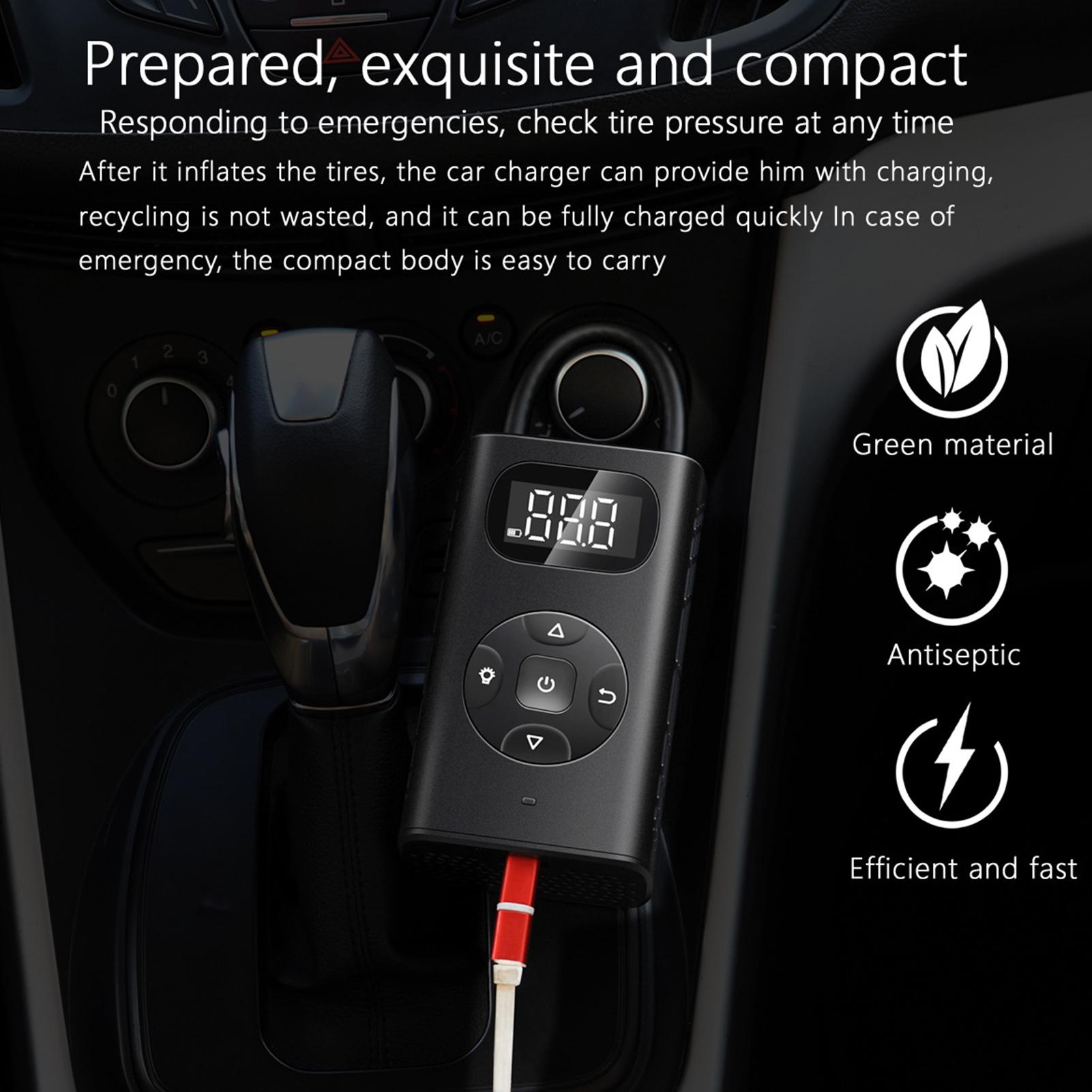 Electric Tire Inflator Cordlessly Mini Portable Car Air Compressor USB Rechargeable Digital Display Air Pump