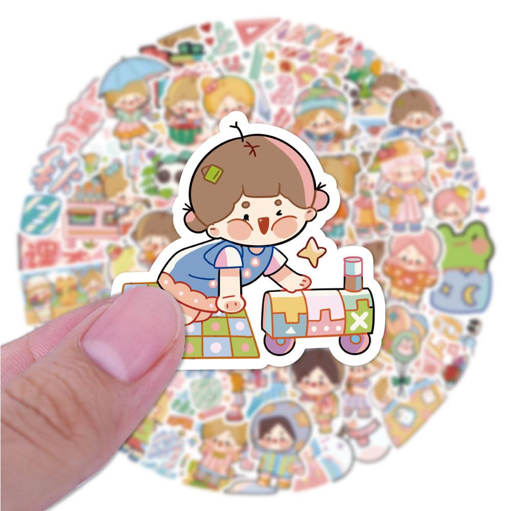 Sticker EM BÉ CHIBI hoạt hình cute trang trí mũ bảo hiểm,guitar,ukulele,điện thoại,sổ tay,laptop-mẫu S99