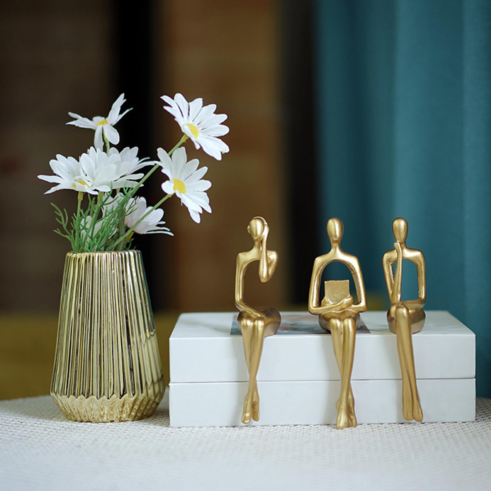 3PCS Sitting Thinker Statue Abstract Figurines for Shelf Tabletop