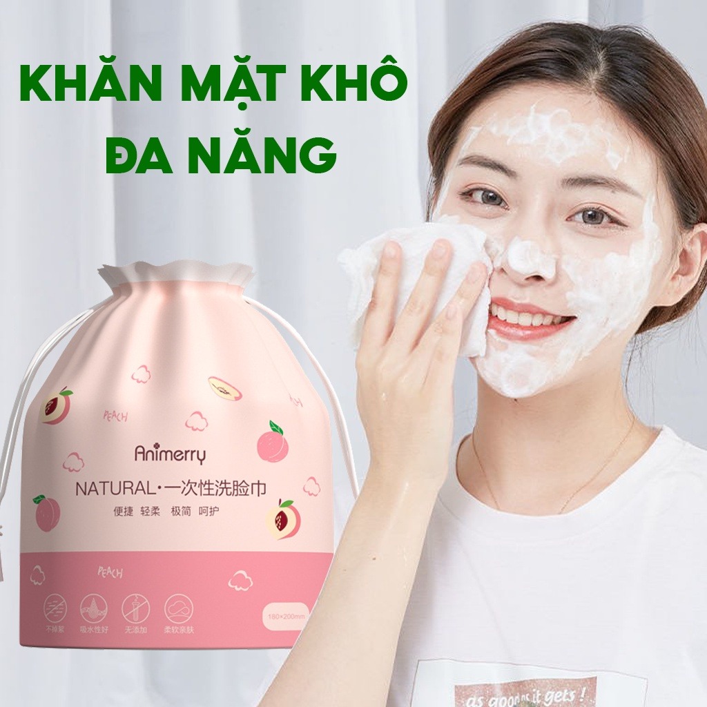 Khăn mặt khô Animerry dùng 1 lần lau khô, lau ướt từ 100% bông tự nhiên, có thể dùng thay bông tẩy trang