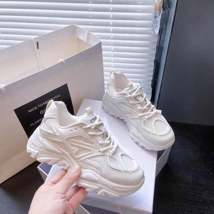 Giày Thể Thao Nữ, Giày Sneaker Nữ Độn Đế Da Mềm Phối Lưới Phong Cách Ulzzang, M64 Lisa