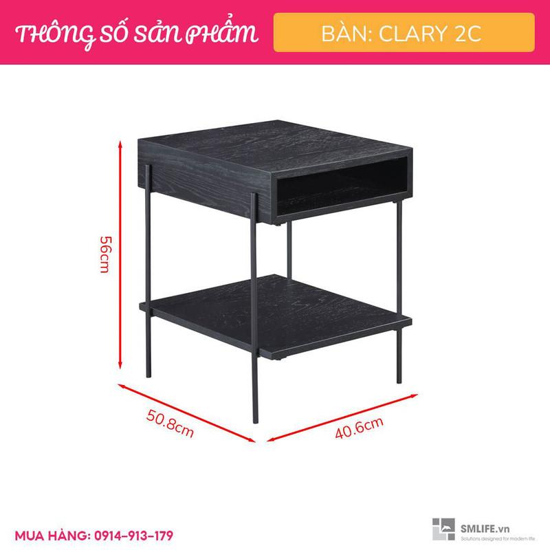 Bàn sofa 2 tầng gỗ sồi sang trọng SMLIFE Clary 2C | D50,8 x R40,6 x C56,0cm |gỗ Cao Su và Veneer Sồi