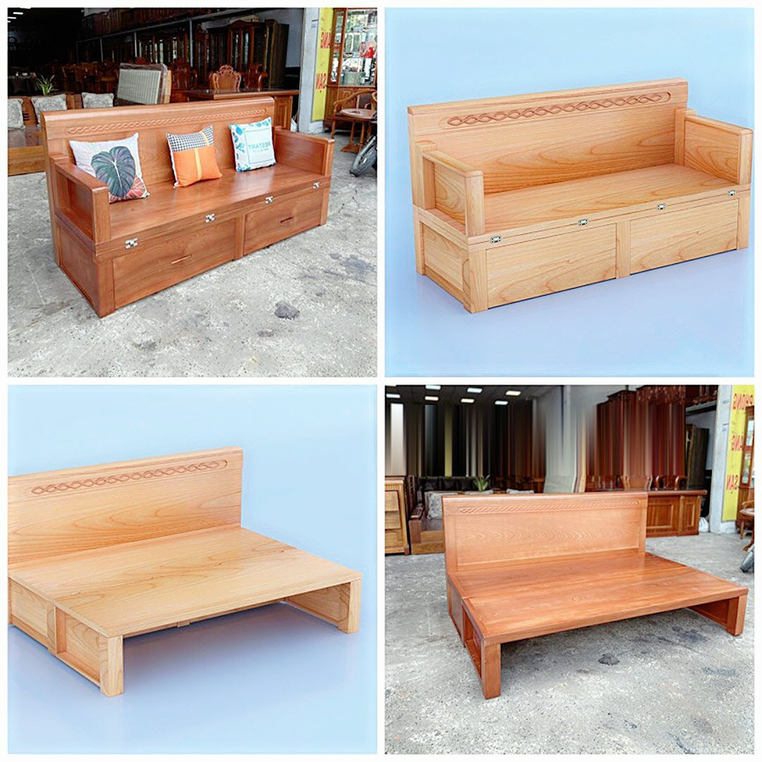 Ghế sofa giường gấp gỗ sồi