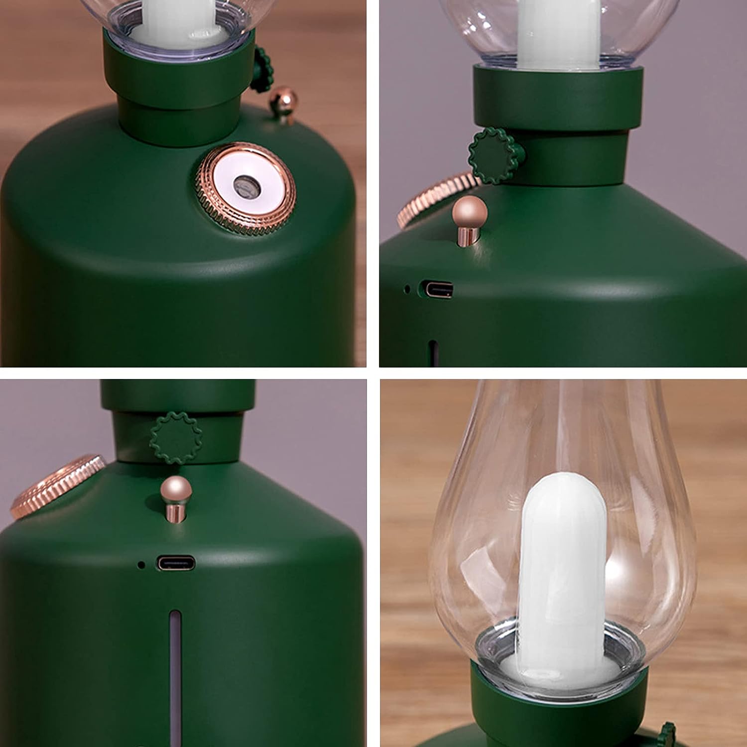 Đèn xông tinh dầu không dây tạo độ ẩm không khí kiêm đèn ngủ để bàn hiệu HOTCASE Vintage Lamp Humidifier Sức chứa 260ml, 8h giữ ẩm, tự ngắt khi hết nước, thiết kế dạng đèn Vintage sang trọng - hàng nhập khẩu