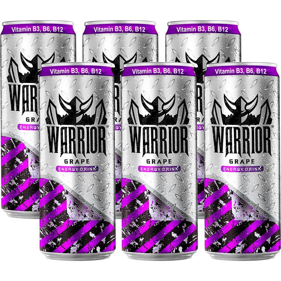 Lốc 6 Lon Nước Tăng Lực Warrior Nho 325ml