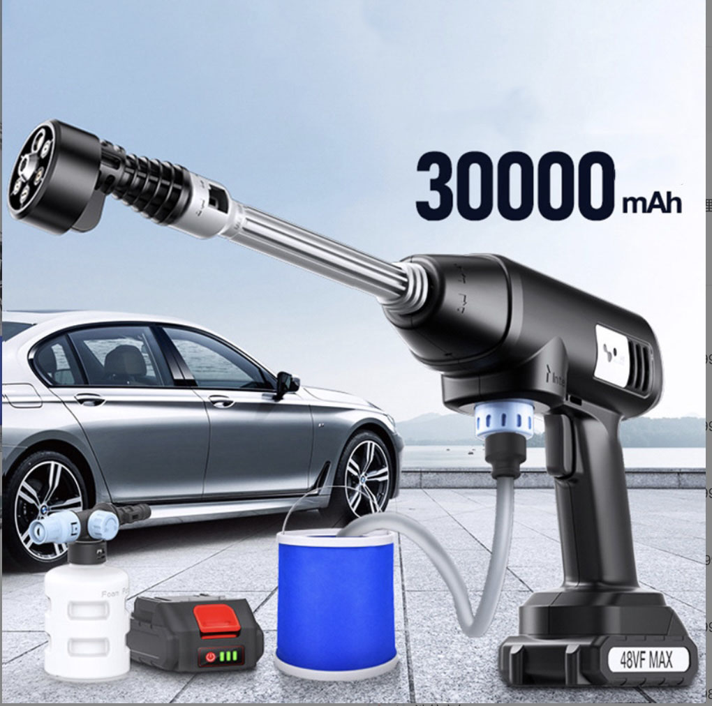 Máy Xịt Rửa Xe Pin Sạc Lithium Không Dây Áp Lực Mạnh High Power 12Piston 600W