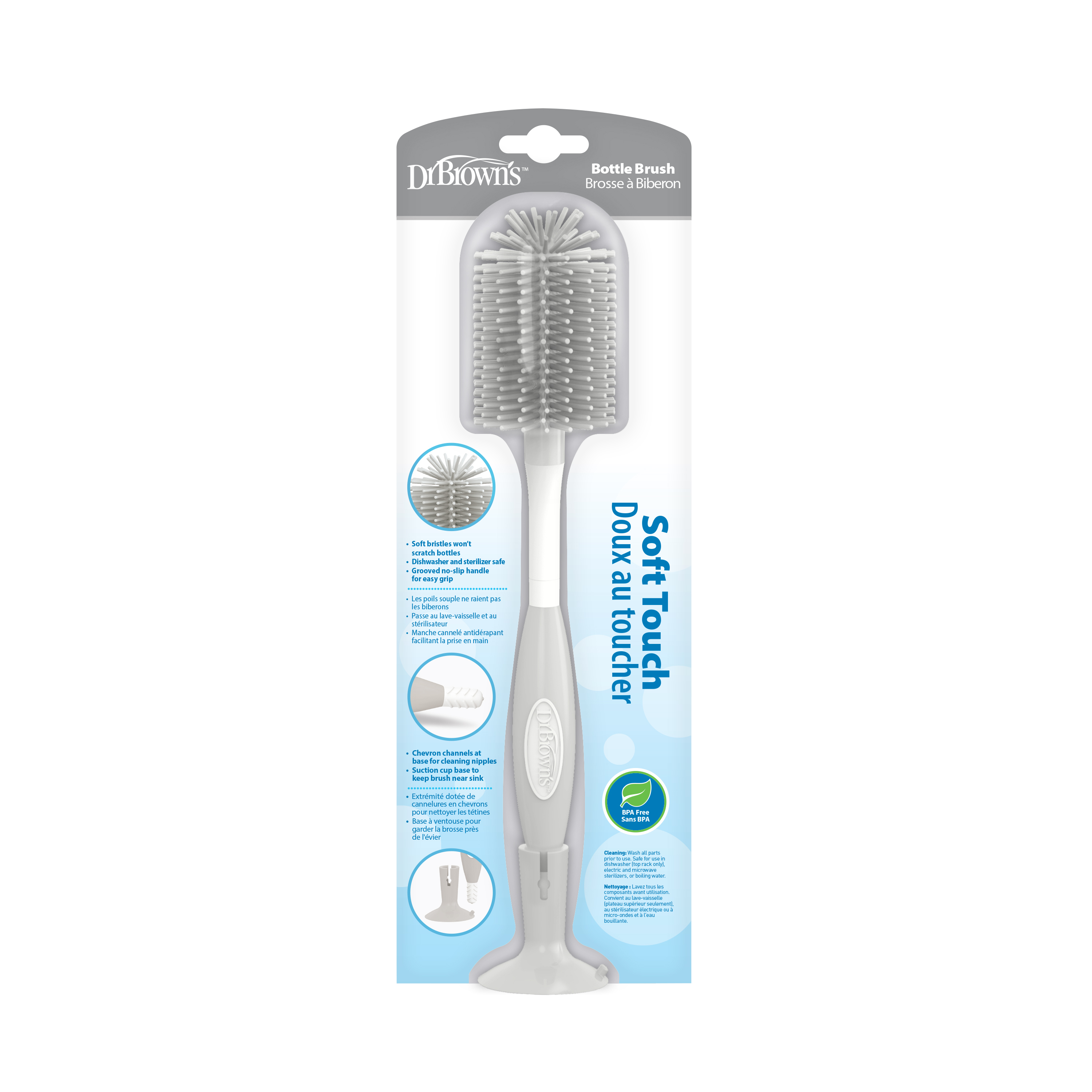 [ AC141 ] Cọ rửa bình sữa cổ thường và cổ rộng, chất liệu silicone - Dr.Brown's