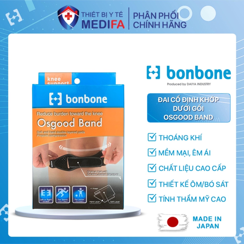 Đai khớp gối Bonbone Osgood Band hỗ trợ cố định khớp dưới gối, hạn chế sức nặng lên đầu gối