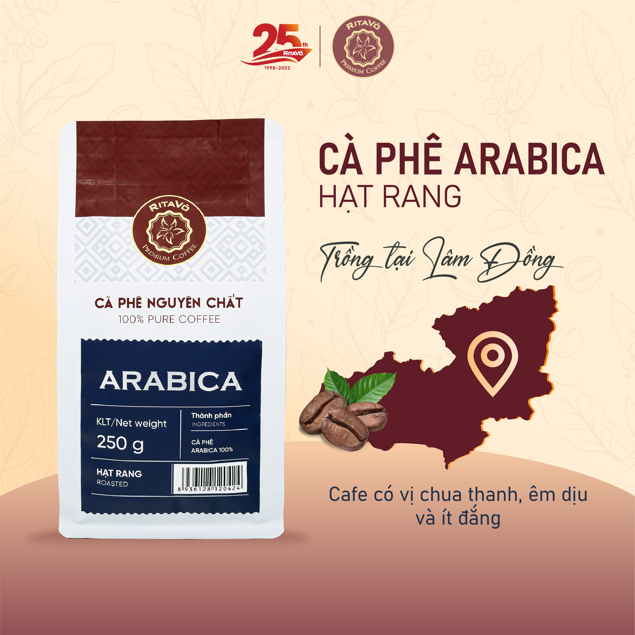 Cà phê hạt rang Rita Võ Cafe Arabica 250g