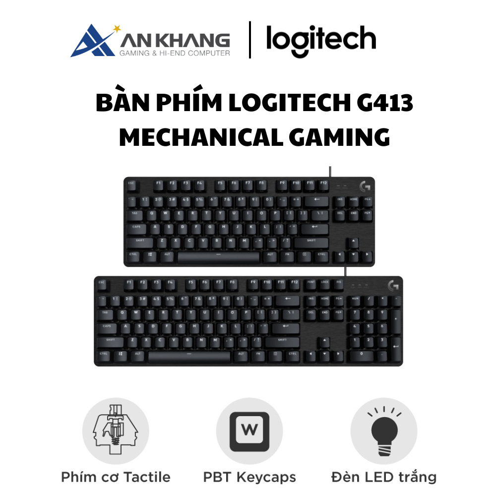 Bàn phím Logitech G413 Mechanical Gaming màu đen - Hàng Chính Hãng - Bảo Hành 24 Tháng