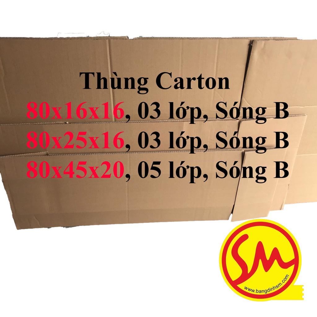 THÙNG CARTON, HỘP CARTON dài 80 CM 03 size 3 lớp. 05 lớp sóng B chuyên dùng ĐÓNG GÓI CÁC SẢN PHẨM, VẬN CHUYỂN DỄ DÀNG