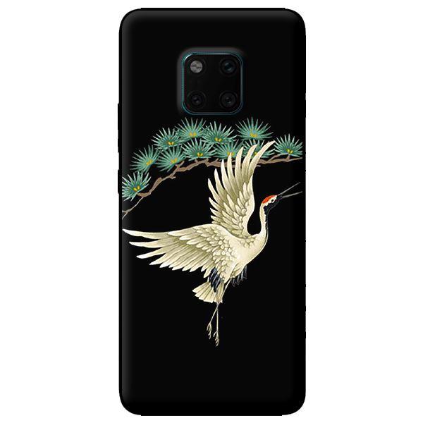 Ốp in cho Huawei Mate 20 Pro Hạc Trắng Nền Đen - Hàng chính hãng