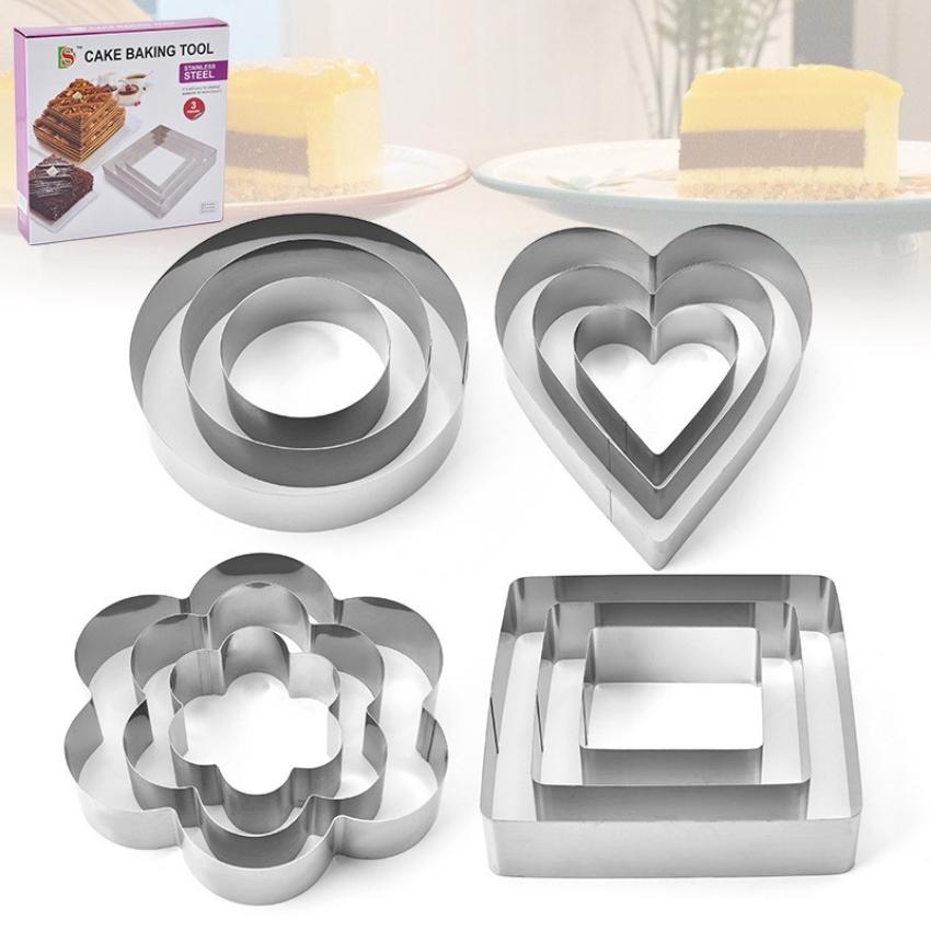 Khuôn RING Mousse Nhấn Cookies Cutter Dụng Cụ Làm Bánh Quy - CBMOUS3P-TR