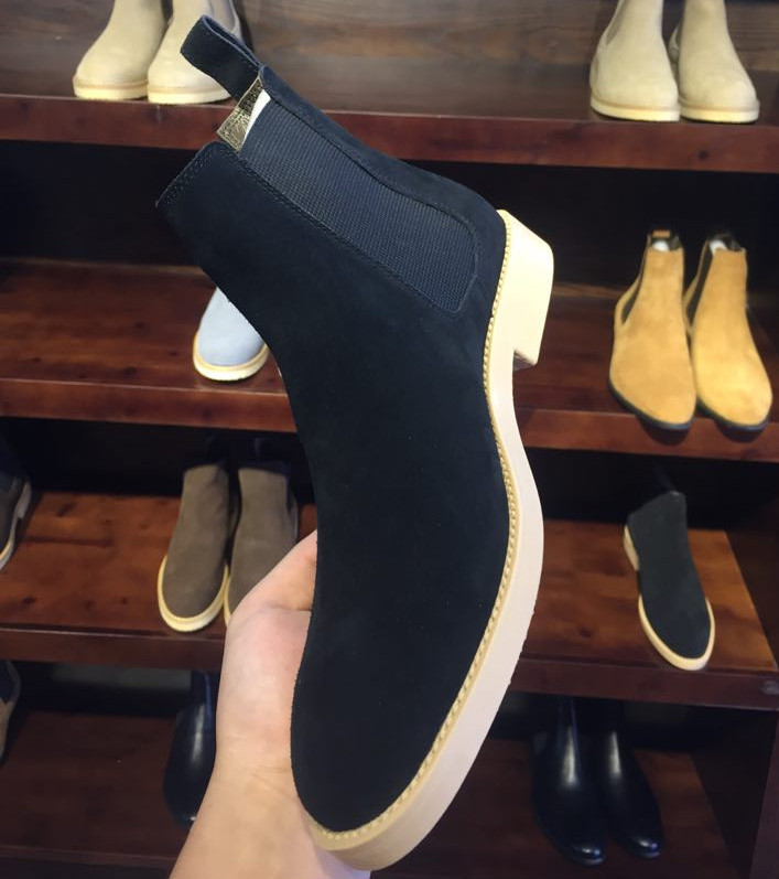 Giày da chelsea boots da bò lộn đen đế cao su non Handmade VietNam