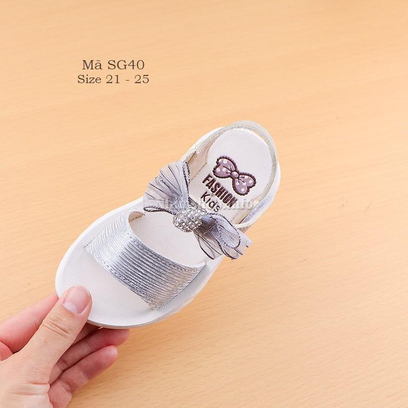 Dép sandal gắn nơ xinh xắn cho bé gái 1 - 3 tuổi quai mềm đế nhẹ chống trơn phong cách Hàn SG40