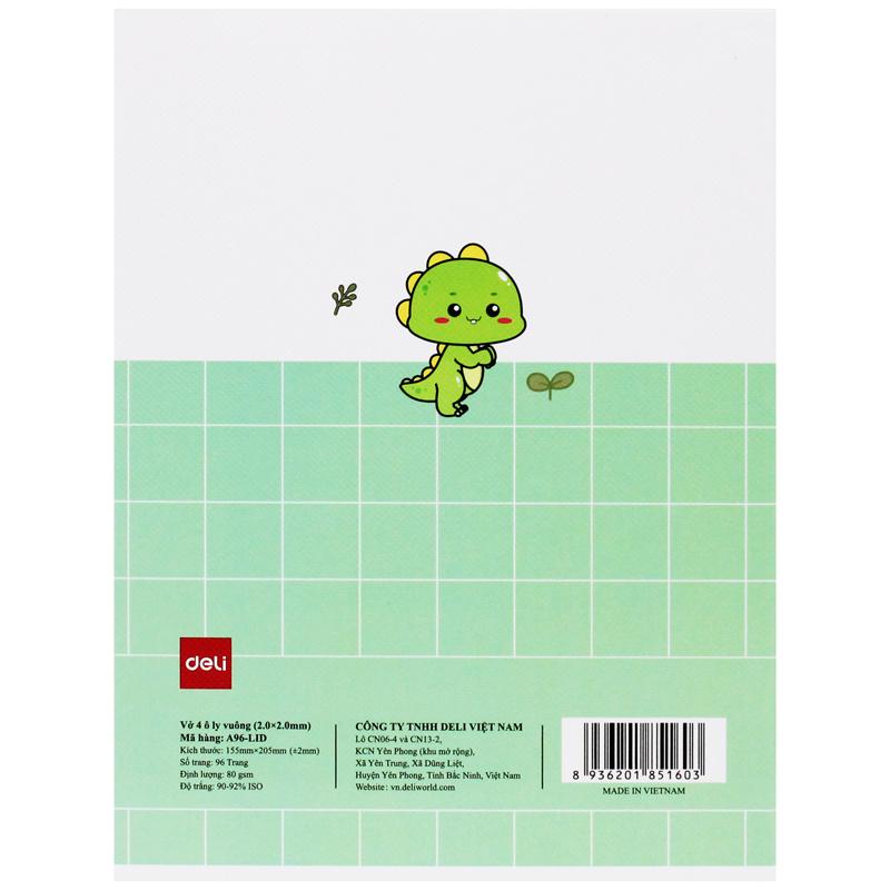 Tập Học Sinh - 4 Ô Ly Vuông - 96 Trang 80gsm - Deli CNA96-LID (Mẫu Bìa Giao Ngẫu Nhiên)