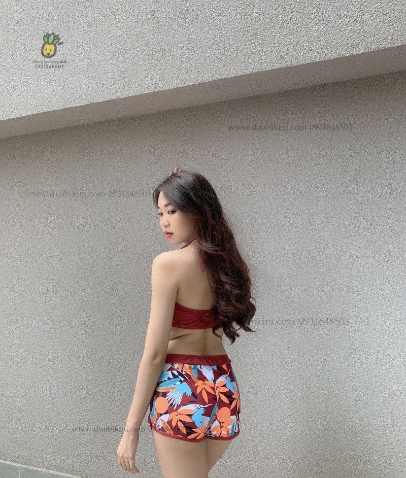 Sporty Bikini | Đồ bơi hai mảnh quần đùi kiểu áo cột cổ | Dứa Bikini &amp; Sportwear