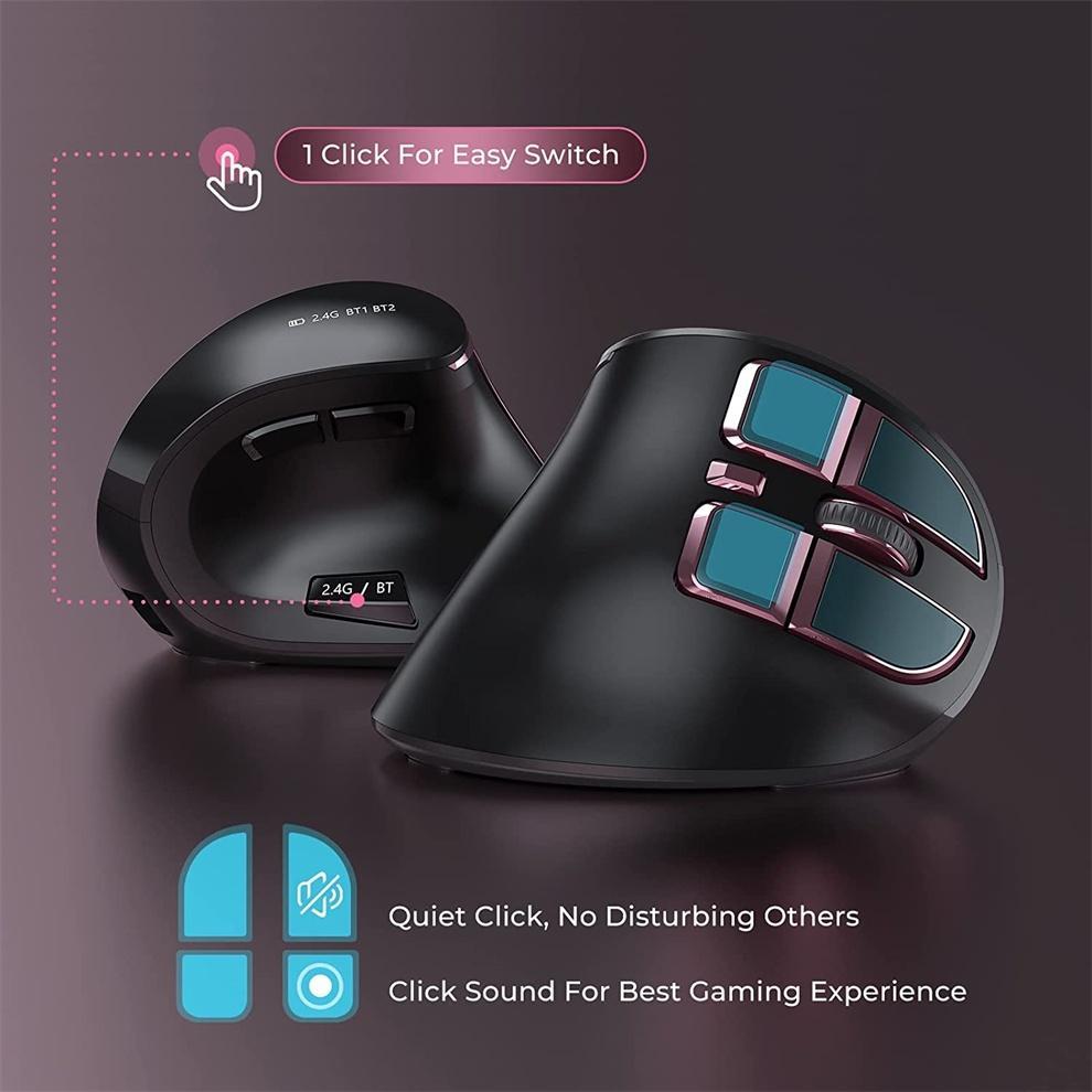 Chuột không dây Dạng Đứng 2.4G+ Bluetooth 9 Nút