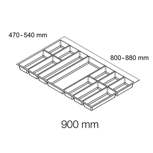 Khay chia muỗng nĩa Hafele 900mm Màu xám 556.52.249