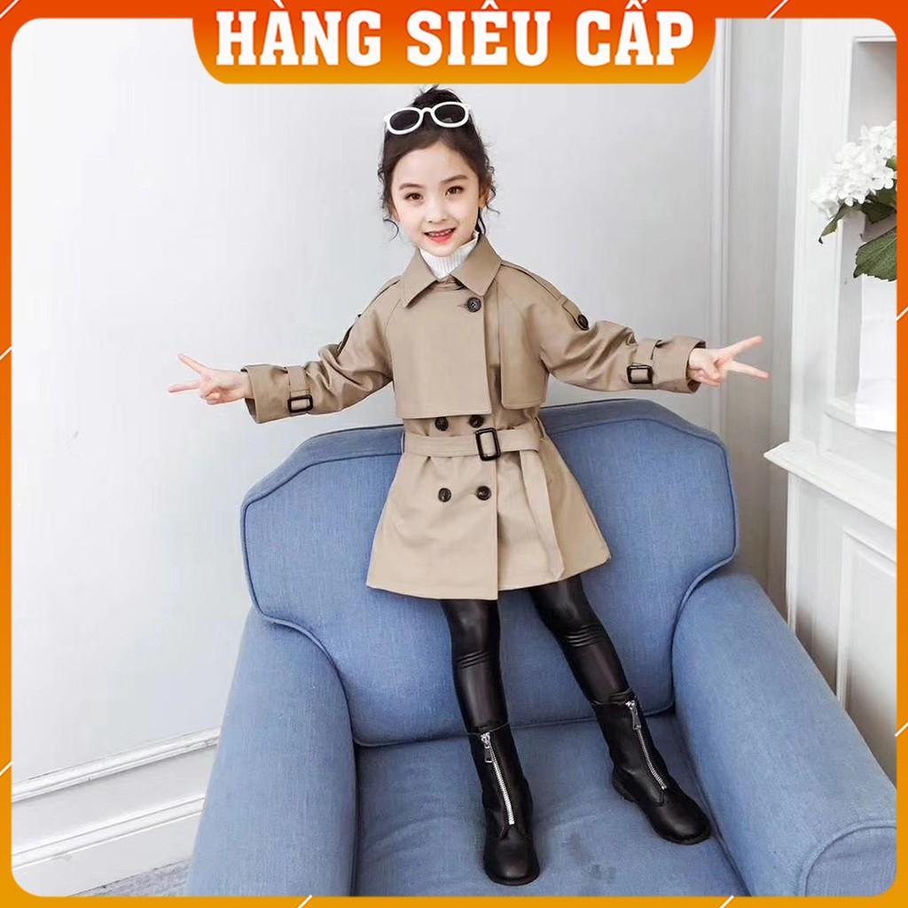 Áo khoác bé gái xuất dư, thiết kế dáng dài sang chảnh, chất liệu da xịn xò, lót lông siêu ấm.
