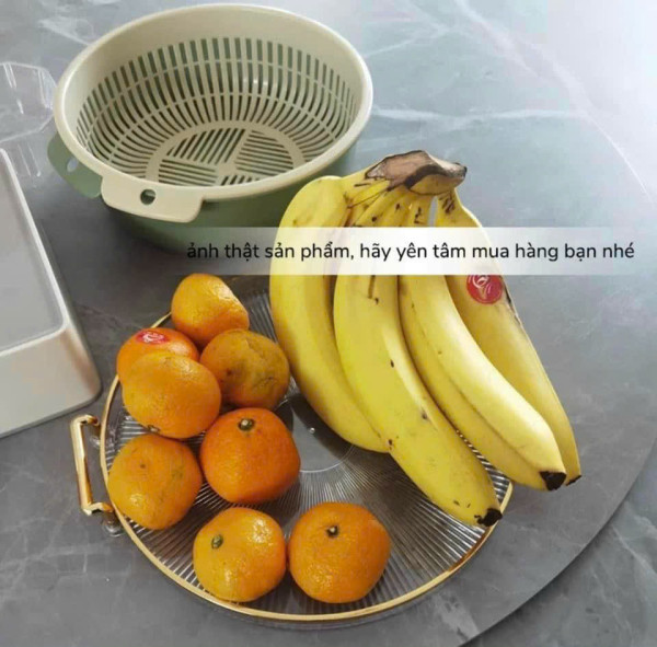 Khay đựng đồ hình tròn có tay cầm viền vàng sang trọng chất liệu nhựa Acrylic cao cấp