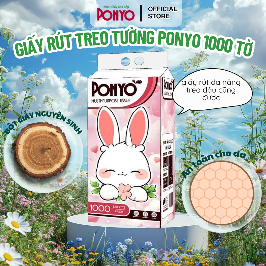 Khăn Giấy Rút Đa Năng Treo Tường Ponyo 1000 Tờ - Thiên An Nam Paper