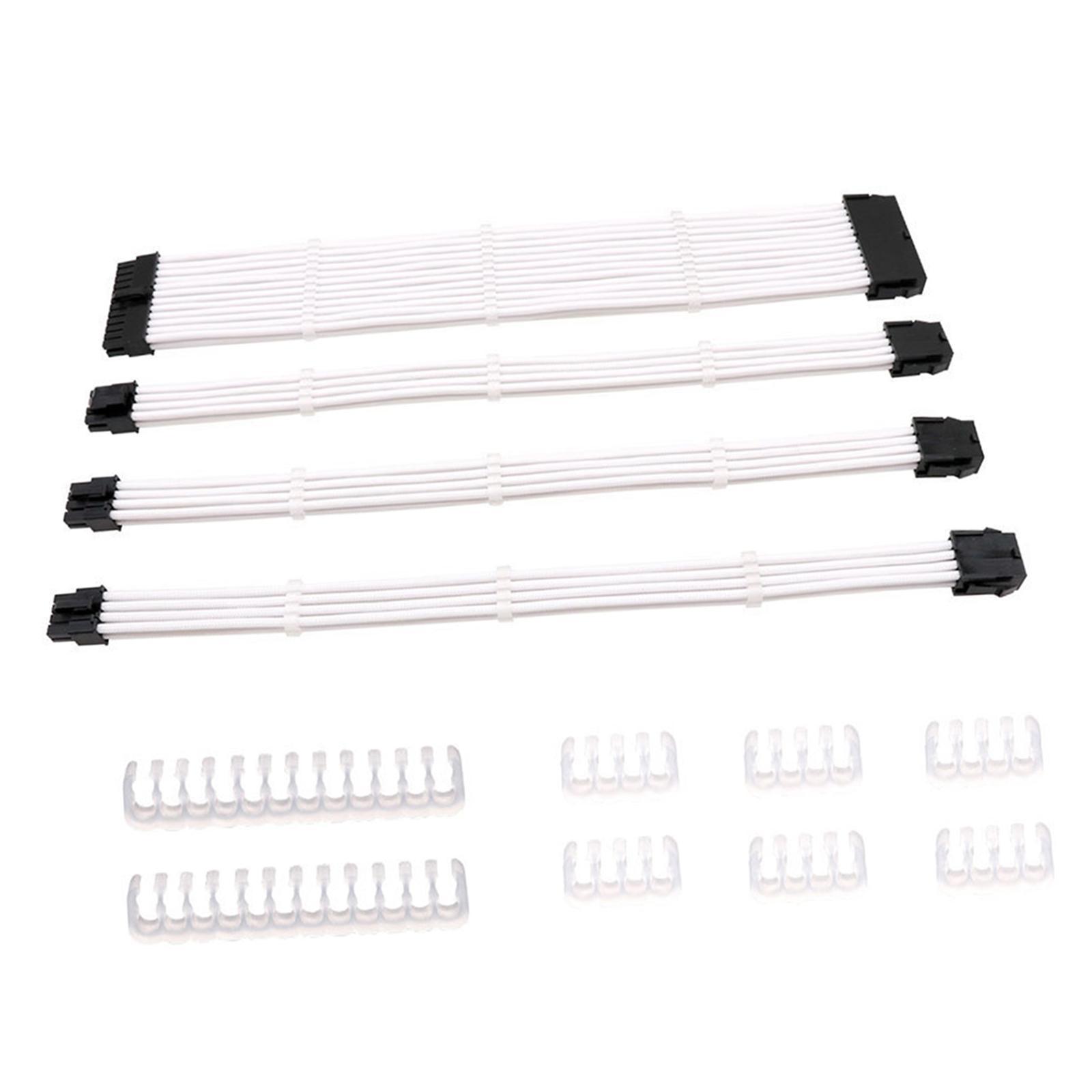 Sleeved Cable 30cm Extension 24Pin PVC White for Supply Case