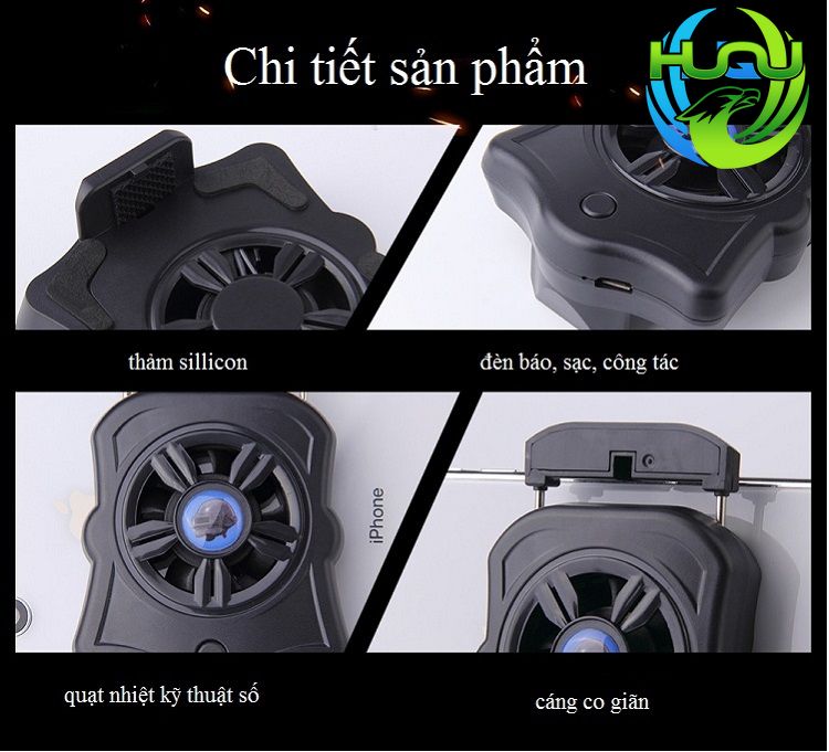 Quạt Tản Nhiệt Điện Thoại Huqu HQ.P9- 3 Tốc Độ Gió -Hàng Chính Hãng