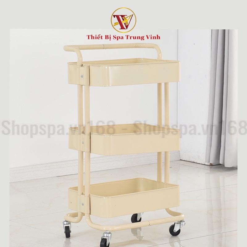 Xe Đẩy 3 Tầng Trang Trí Tiện Lợi Cao Cấp Đa Năng Nhựa ABS Có Bánh Xe Chịu Lực 50kg