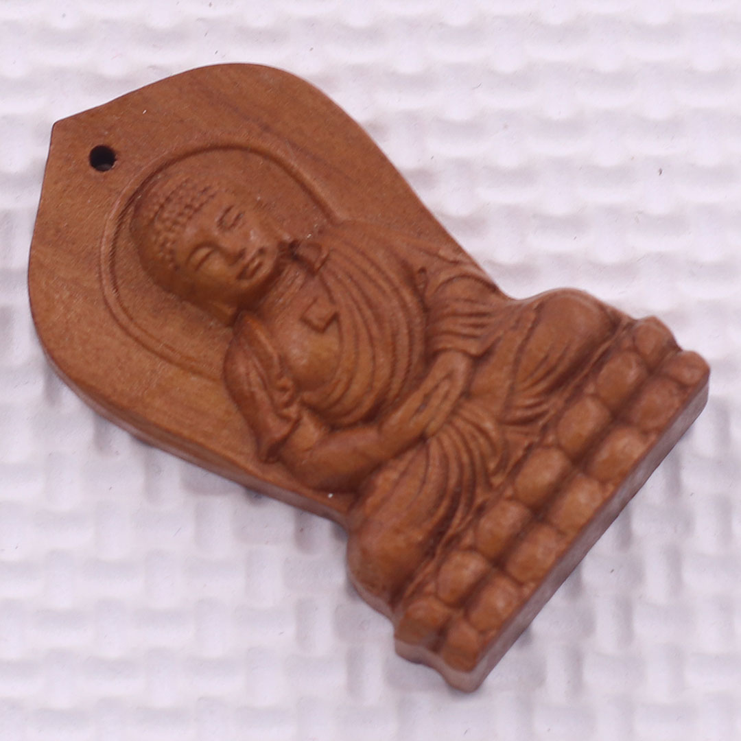 Mặt dây chuyền Phật thích ca gỗ đào kèm vòng cổ dây dù, mặt dây chuyền phong thủy, mặt dây chuyền gỗ