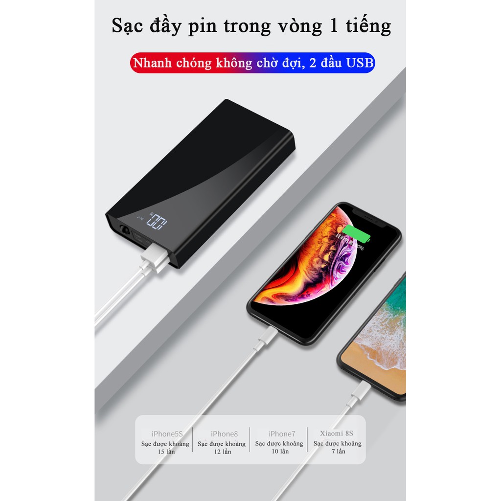 Sạc Dự Phòng 30000mAh 3M mini nhỏ gọn tiện nghi cầm theo sạc nhanh không dây từ tính