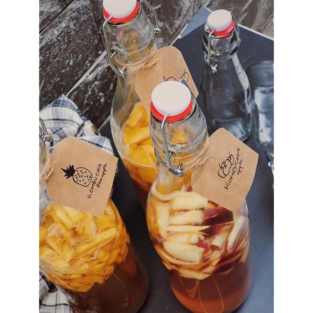 Chai kombucha đựng trà tạo gas f2 có nắp quai kín -500ml loại 1
