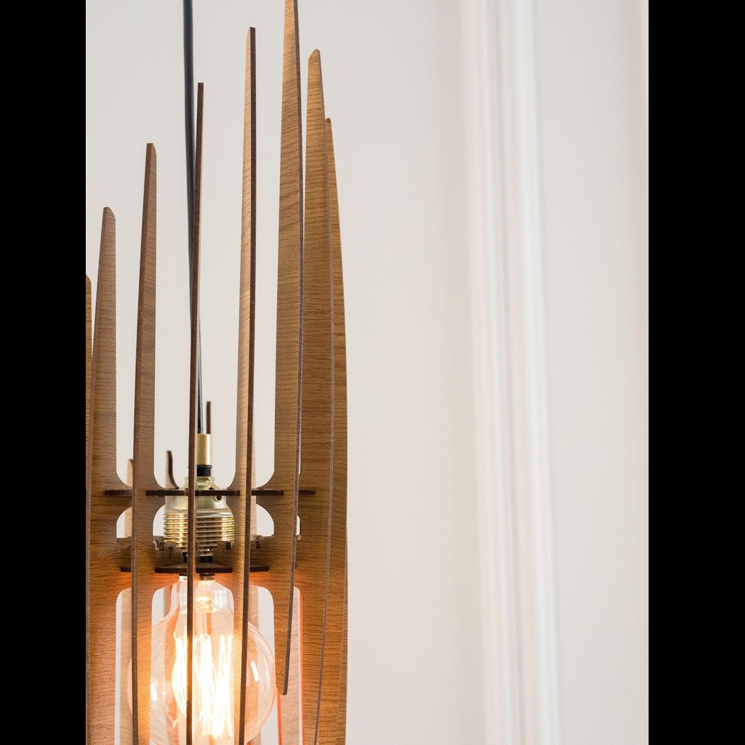 Đèn gỗ thả trần CAO CẤP hiện đại sang trọng 18x63cm chất liệu gỗ trang trí cho phòng khách nhà căn hộ decor nhà quán cafe