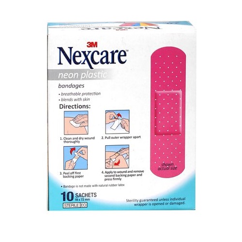 Băng keo cá nhân neon Nexcare Neon Plastic (10 gói/hộp)